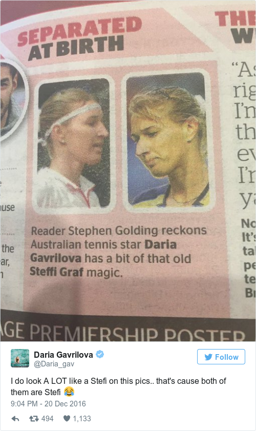 Tweet by @Daria Gavrilova
