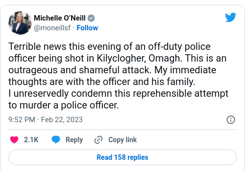 Tweet by @Michelle O’Neill