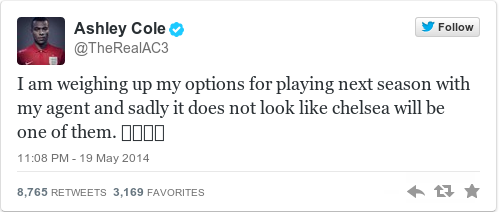Tweet by @Ashley Cole