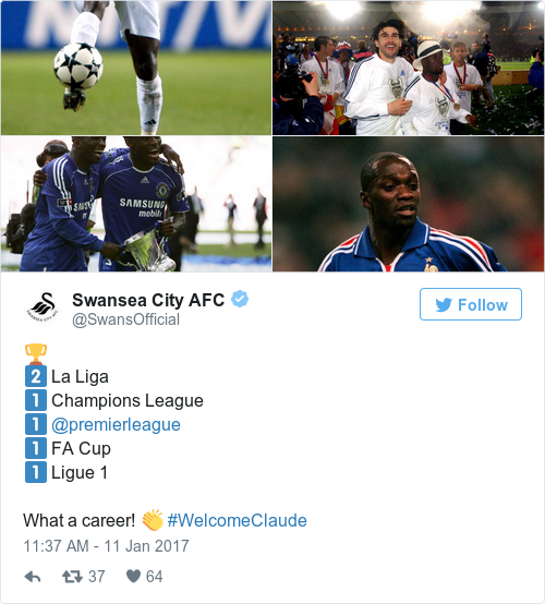 Tweet by @Swansea City AFC