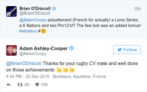 Tweet by @Adam Ashley-Cooper
