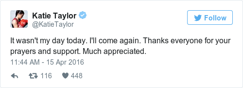 Tweet by @Katie Taylor