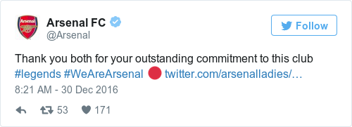 Tweet by @Arsenal FC