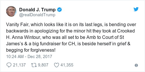 Tweet by @Donald J. Trump