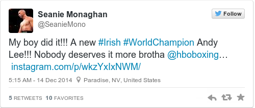 Tweet by @Seanie Monaghan