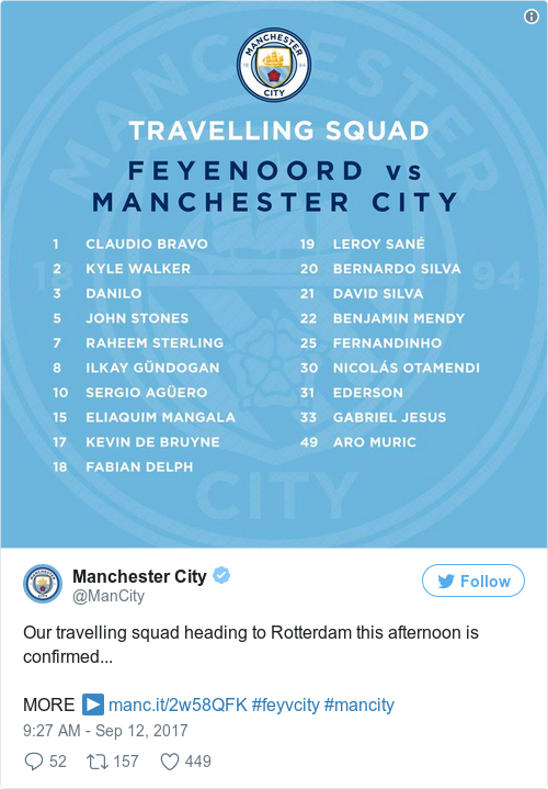Tweet by @Manchester City