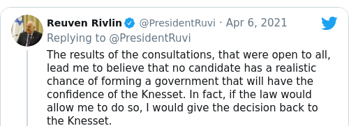 Tweet by @Reuven Rivlin