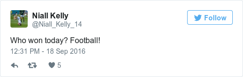 Tweet by @Niall Kelly