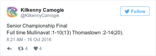 Tweet by @Kilkenny Camogie