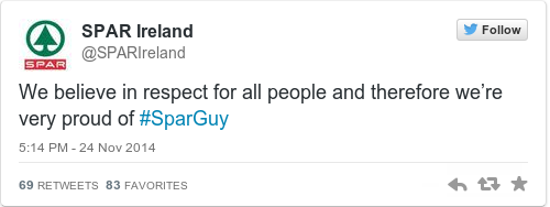 Tweet by @SPAR Ireland