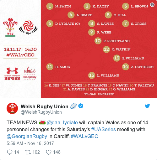 Tweet by @Welsh Rugby Union 🏉