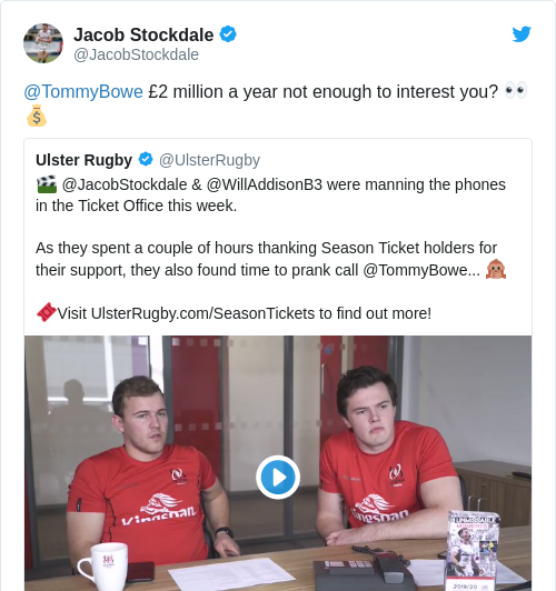 Tweet by @Jacob Stockdale