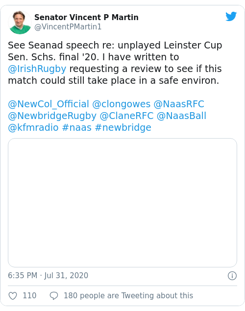 Tweet by @Senator Vincent P Martin