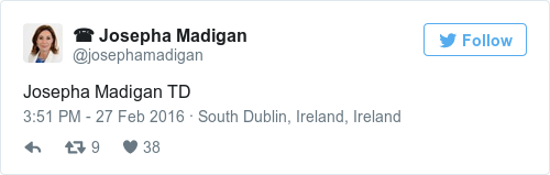 Tweet by @☎️ Josepha Madigan