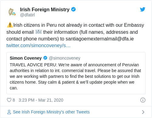 Tweet by @Irish Foreign Ministry