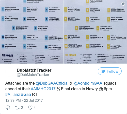 Tweet by @DubMatchTracker