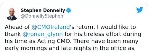 Tweet by @Stephen Donnelly