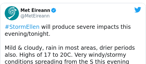 Tweet by @Met Éireann