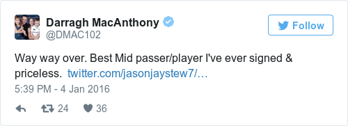Tweet by @Darragh MacAnthony