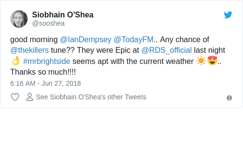 Tweet by @Siobhain O'Shea