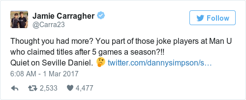 Tweet by @Jamie Carragher