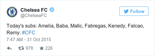 Tweet by @Chelsea FC