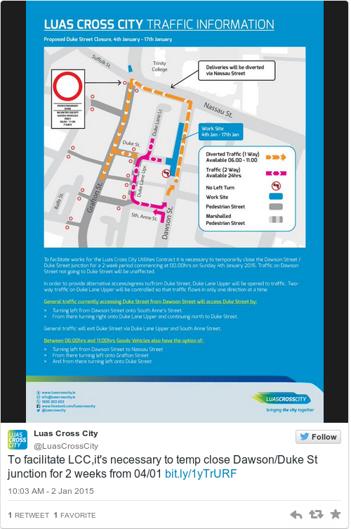 Tweet by @Luas Cross City