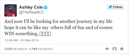 Tweet by @Ashley Cole