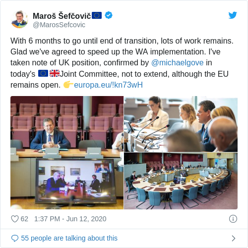 Tweet by @Maroš Šefčovič🇪🇺
