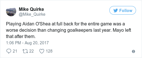 Tweet by @Mike Quirke