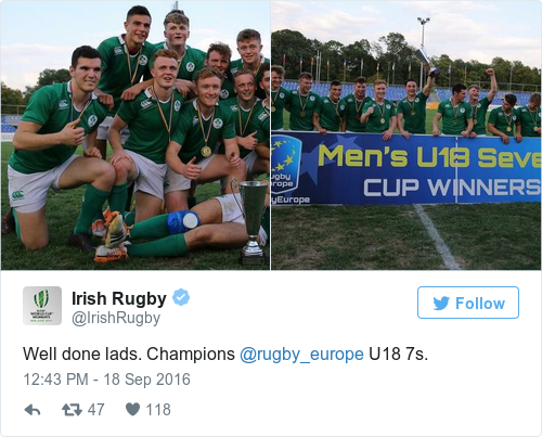 Tweet by @Irish Rugby