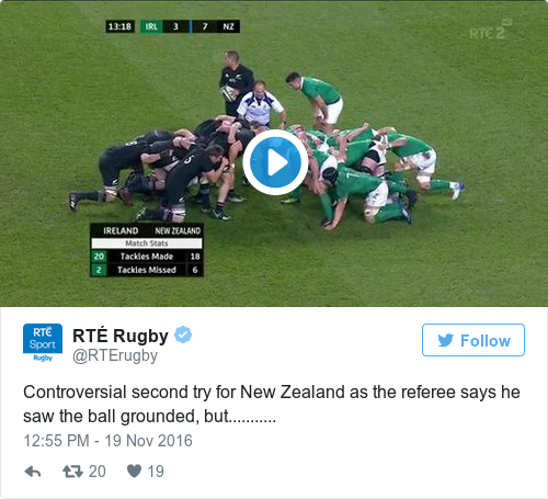 Tweet by @RTÉ Rugby