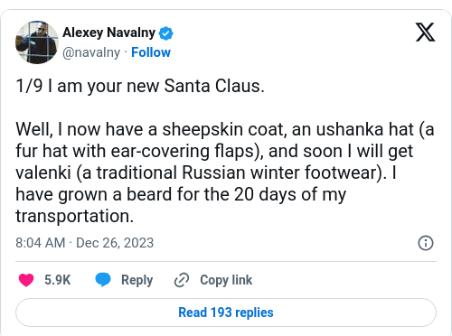 Tweet by @Alexey Navalny