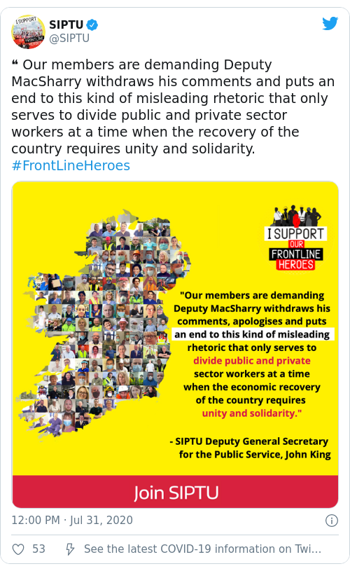 Tweet by @SIPTU