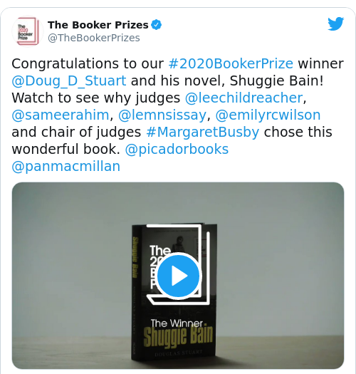 Tweet by @The Booker Prizes